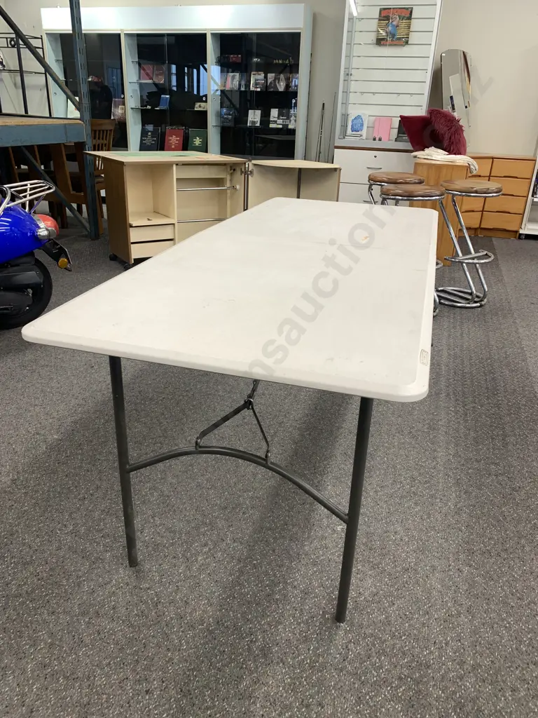 Lifetime Brand PVC Folding Trestle Table, H75 W182 D76cm Image 1++