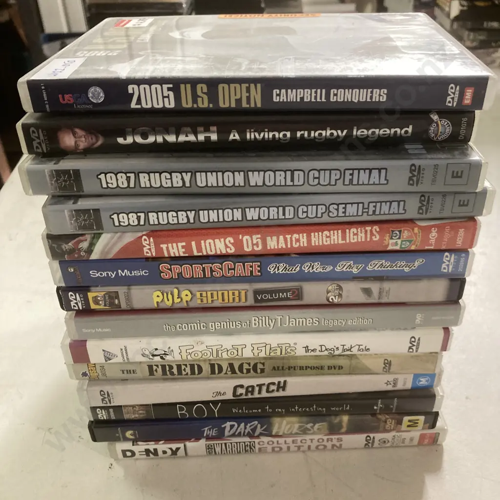 Lot of 14 DVDs, Boy, The Catch, Dark Horse, 2005 US Open, 1987 Cup Final, Pulp Sport, Sportscafe Etc Image 1++