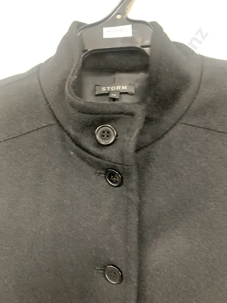 'Storm' Black Woollen Winter Coat Size 14 Image 1++