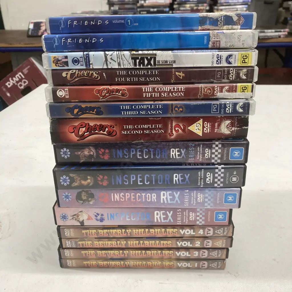 DVDs x 15, Taxi, Friends, Cheers, Beverly Hillbillies, Inspector Rex Image 1++