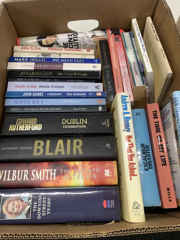 Box Lot Of Books Including Margaret Thatcher, Anthony Blair, Helen Clark Etc Image 1++