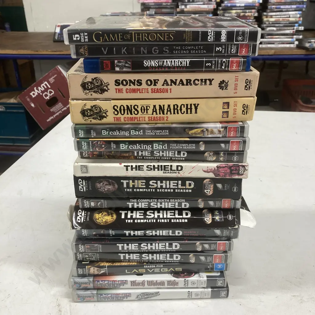 DVDs x 18, Assorted GOT, Sons Of Anarchy, The Shield, Breaking Bad, Vikings, American Chopper Etc Image 1++