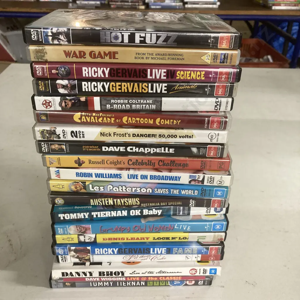 DVDs x 20, Ricky Gervais, Hot Fuzz, Danny Bhoy, Austen Tayshus, Dave Chapelle Etc Image 1++