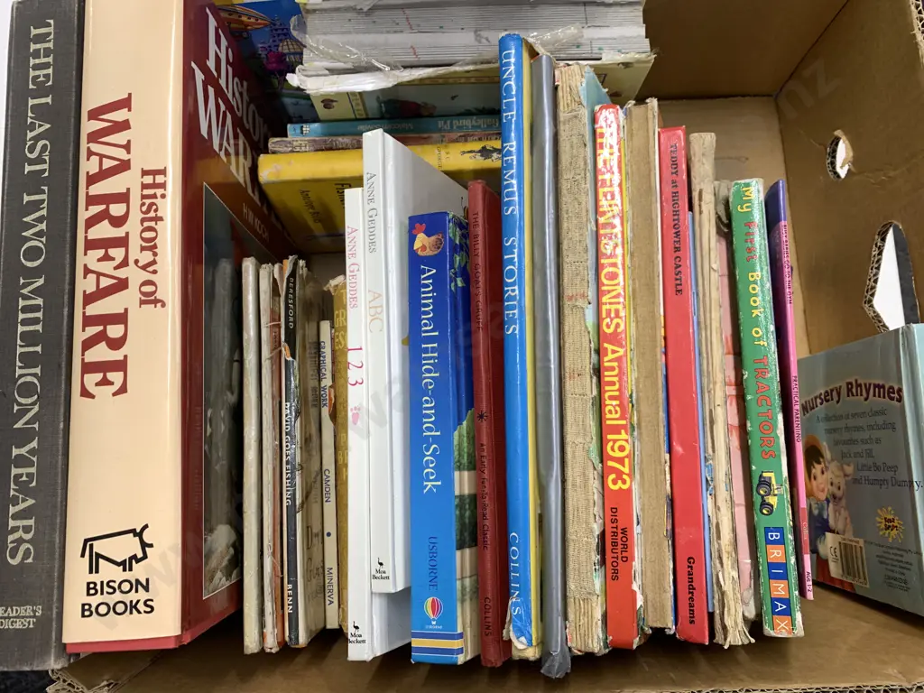 Box Lot Assorted Vintage Books, Anne Geddes, Golden Books, Flintstones Etc Image 1++
