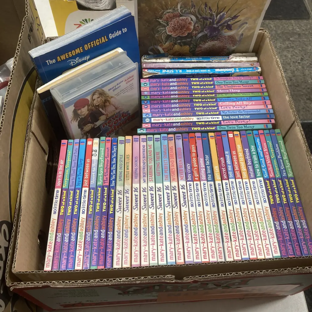 Box Lot Mary-KateAshley Books x 46 With Video, Books - JKJ Rowling, R.L.Stine, Geronimo Stilton Etc Harry Potter DVD Image 1++