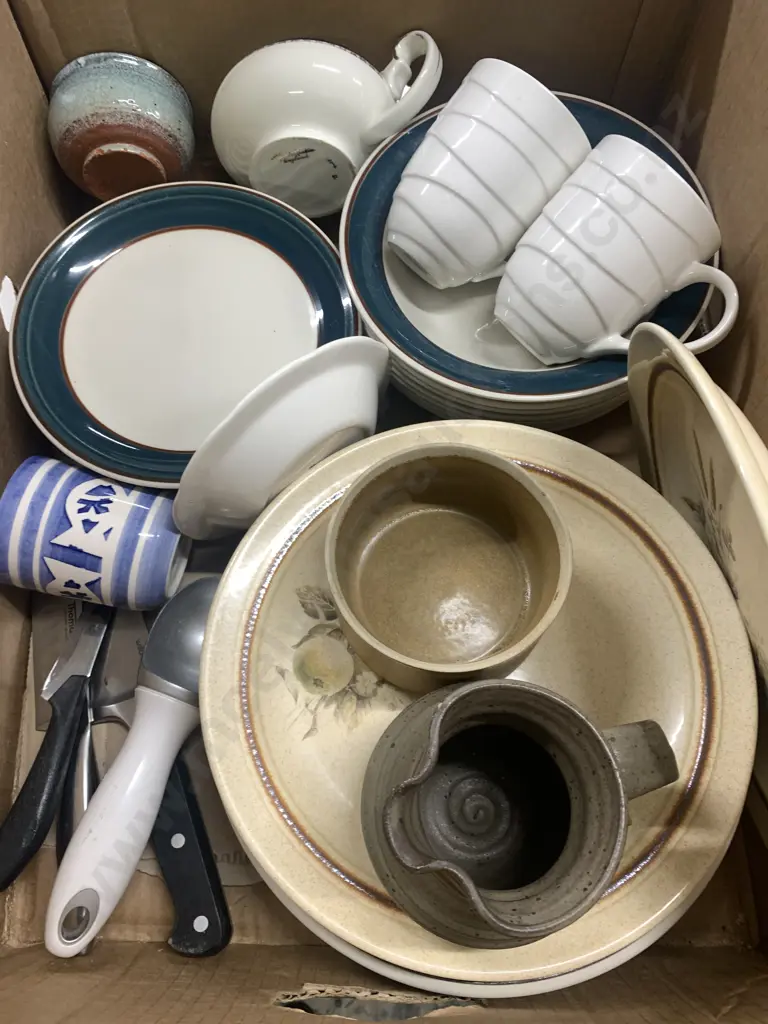 Box Lot Of Crockery, Pottery, Cutlery Etc Image 1++