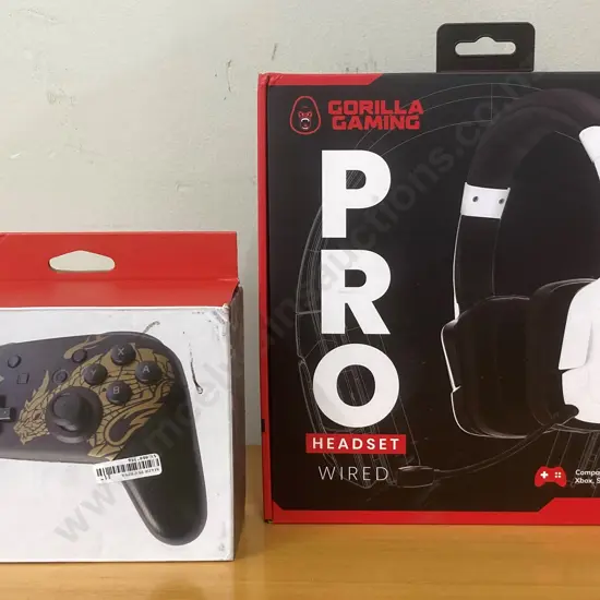 Pro Controller For N-Switch Monster Hunter Rise Edition, Gorilla Gaming Pro Headset Wired NIB