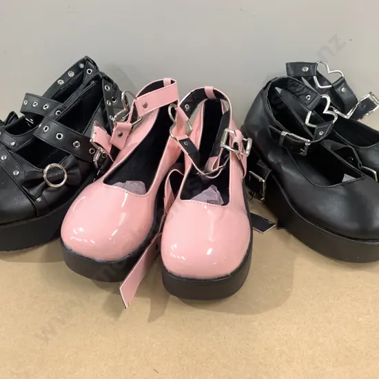 New Ladies Shoes x3 Black x2, Pink x1, Size 36
