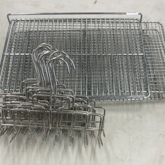 Lot of 10 Bacon Hooks - 8 Hook Racks, 4mm Stainless Steel With 3 Stainless Steel Racks