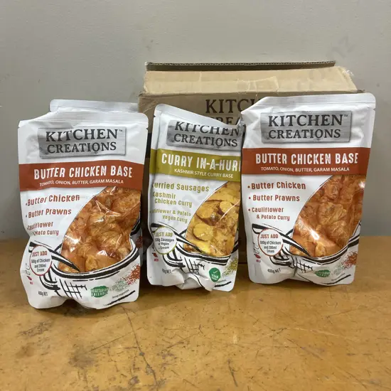 Kitchen Creations Curry In A Hurry Kashmir Style Curry Base & Butter Chicken Base 6 x 400gm Sachets Of Each