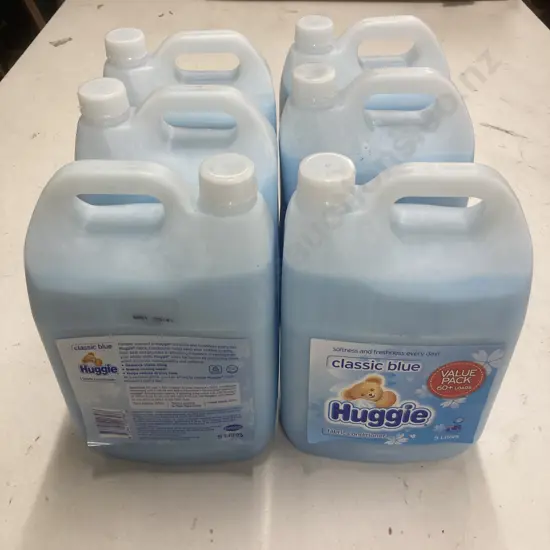 Lot of 6 x 5 Litre Huggie Classic Blue Fabric Conditioner