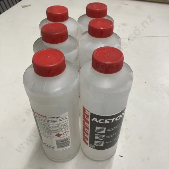 Lot of 6 x 1 Litre Bottles of Andrew Acetone