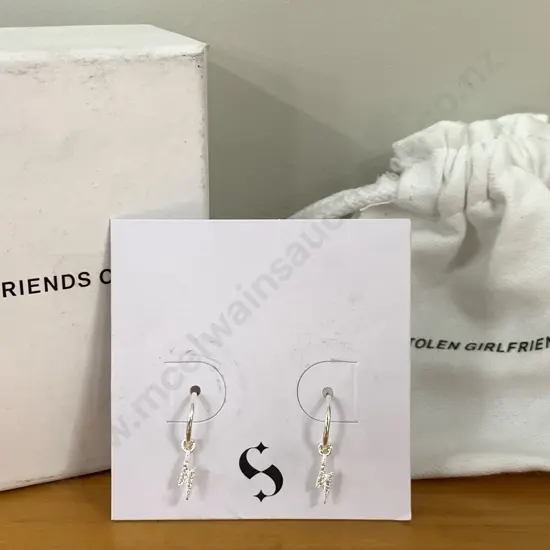 New Stolen Girlfriends Club Dusted Bolt Anchor Earrings, Sterling Silver