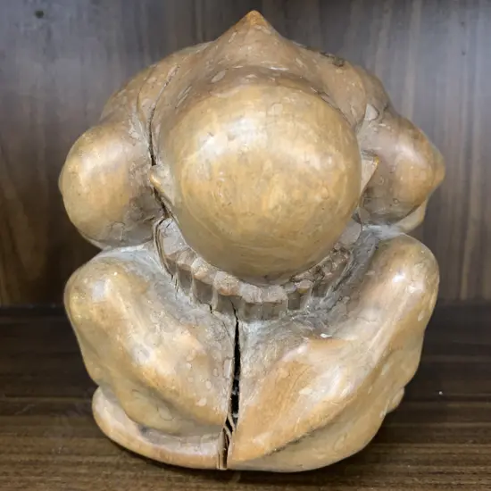 Vintage Weeping Buddha Hand Carved Sculpture 14 x 14cm