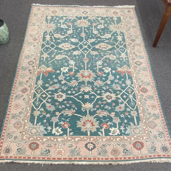 Oriental Hand Knotted Rug Antique Replica Sultanabad SK-28 Green, 2.69x1.78m, Authenticity Cert, Paid $3690 Oct 2000