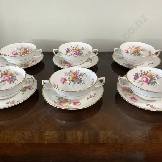 Royal Crown Derby Soup Bowl And Underplate x6