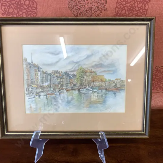 Framed Artwork Signed By Artist Canal Scene H27cm,W34cm.