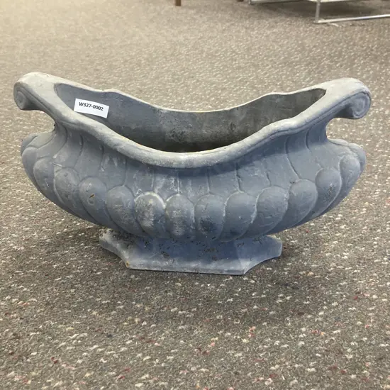 Cast Iron Oval Footed Planter, Lead Colour Finish, H18 W32 D14cm, 6.6Kg