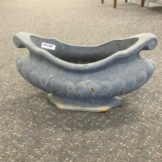 Cast Iron Oval Footed Planter, Lead Colour Finish, H18 W32 D14cm, 6.6Kg