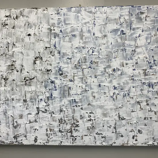 Picture On Canvas - Abstract White With Blue & Brown Detailing, 123 x 91cm