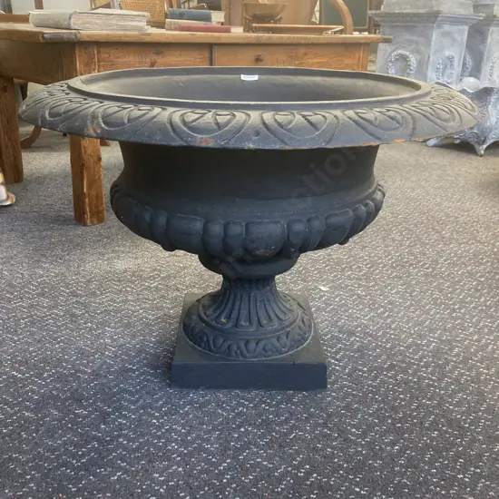 Cast Iron Round French Classical Style Planter, Matt Black, 45 x 63cm, 41Kg