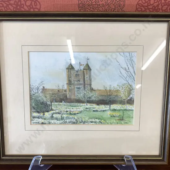 Framed Artwork By Diane Setek Titled 'The Gardens Of Sissing Hurst - Kent H28cm,W33cm.