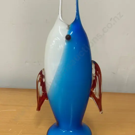 Art Glass Sword Fish Vase H23 W10 D8cm