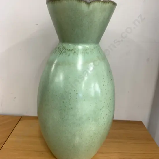 Vintage Art Pottery Vase Green/Brown Detail (af to rim) H33cm