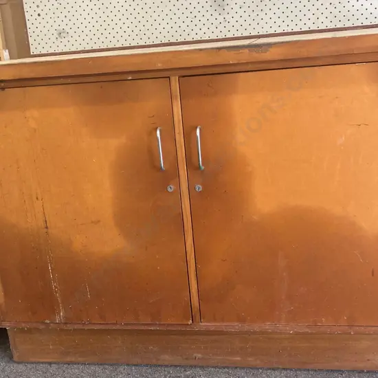 Wooden 2 Door Workshop Cupboard, Single Shelf, H90.5 W124 D60.5cm