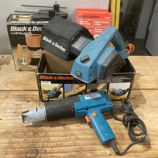 Black & Decker Power Tools - Planer DN710, Slide & Mitre Glide A5555, Heat Gun HG991, 3/4Hp Router 7604
