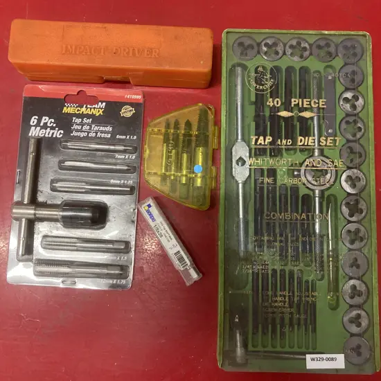 Lot of Tap Set, Easy Outs, Impact Driver & Tap & Die Set