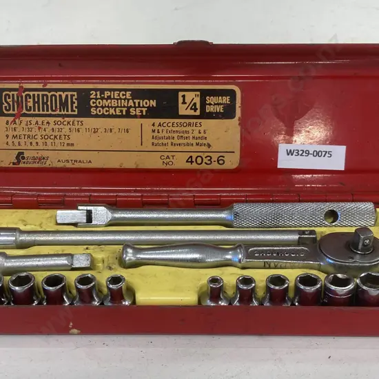 Sidchrome 21 Pce Combination Socket Set #403-6, 1/4" Square Drive