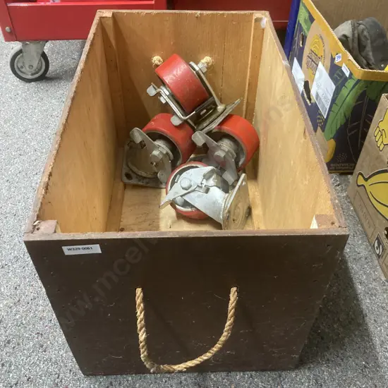 Wooden Box With Four Large Castors