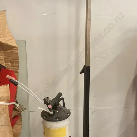 Oil Drain Rack, Adjustable, Mobile & A Vacuum Oil & Fluid Extractor