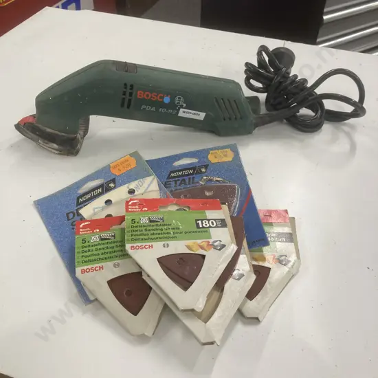 Bosch Delta Sander Model PDA 10-92 With Assorted Sanding Plates