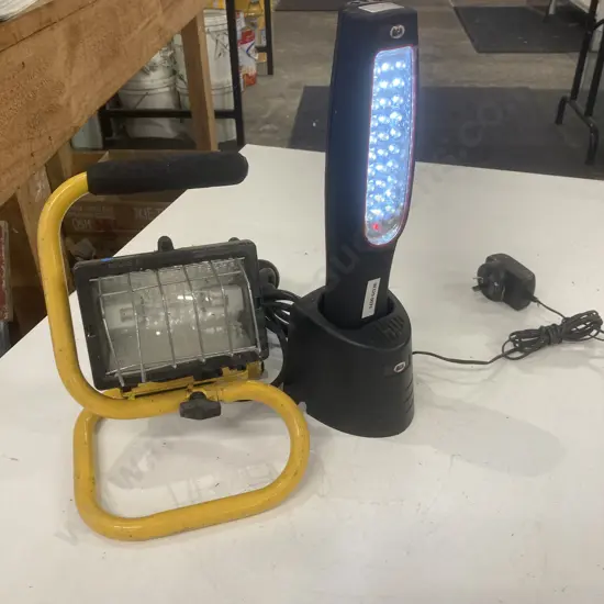 Arlec HL8 150W Halogen Work Lamp & SCA 30+6 LED Rechargeable Work Light