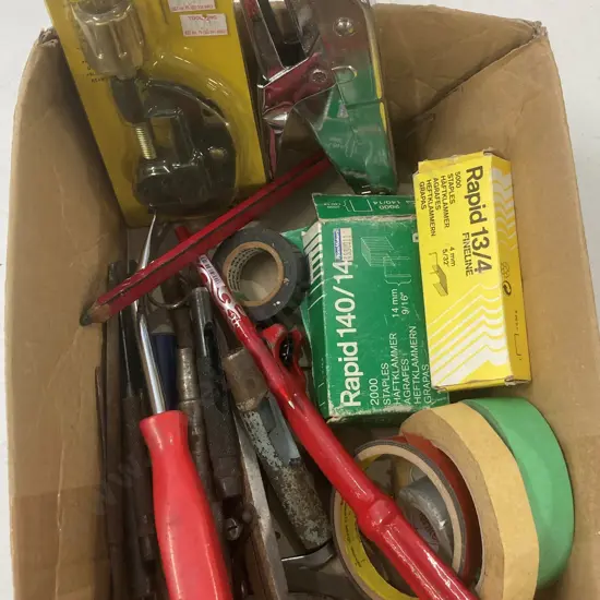 Box Lot Tubing Cutter, Stapler, Staples, Punches, Tapes Etc