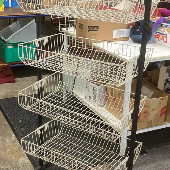 Steel Shelf Unit With 4 Wire Baskets, H154 W71 D46cm
