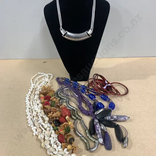 Assortment Of Costume Jewellery Including Necklaces And Bangles