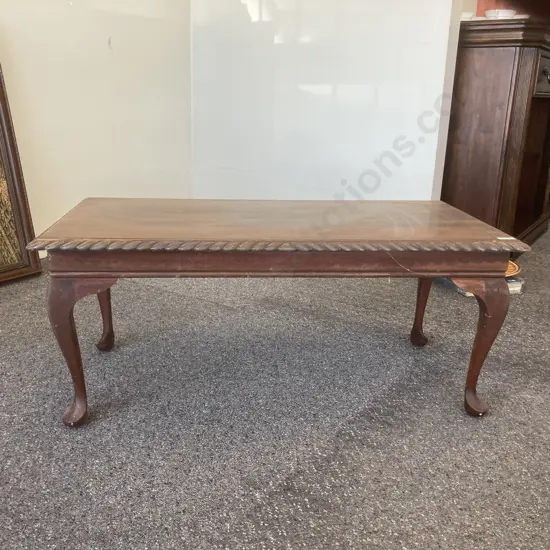 Vintage Mahogany Coffee Table, Pie Crust Edge, Cabriole Legs, H39 W92 D45cm