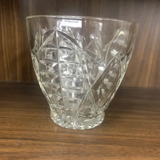 Vintage Clear Cut Glass Vase, 13 x 14cm