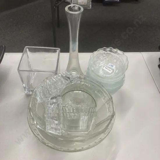 Assortment Glass Vases, Ashtrays & Bowls 