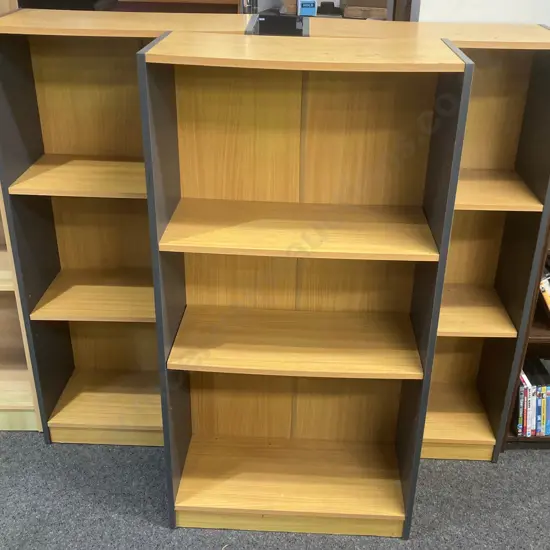 Set of 3 Tawa Effect & Grey Shelf Units, H120 W62 D29cm, 3 Shelves