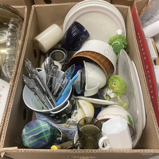 Box Lot Of Crockery, Ornaments Etc