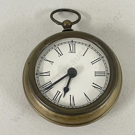 Vintage Brass Encased Clock. Large Pocket watch themed. Dia11cm