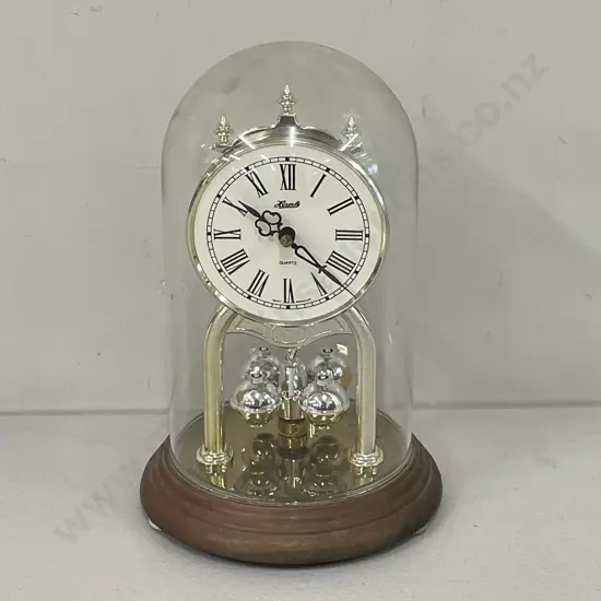 Hermle Glass Dome Clock. German. H23cm