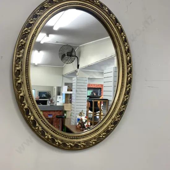 Oval Ornate Gilded Mirror, 46 x 37cm