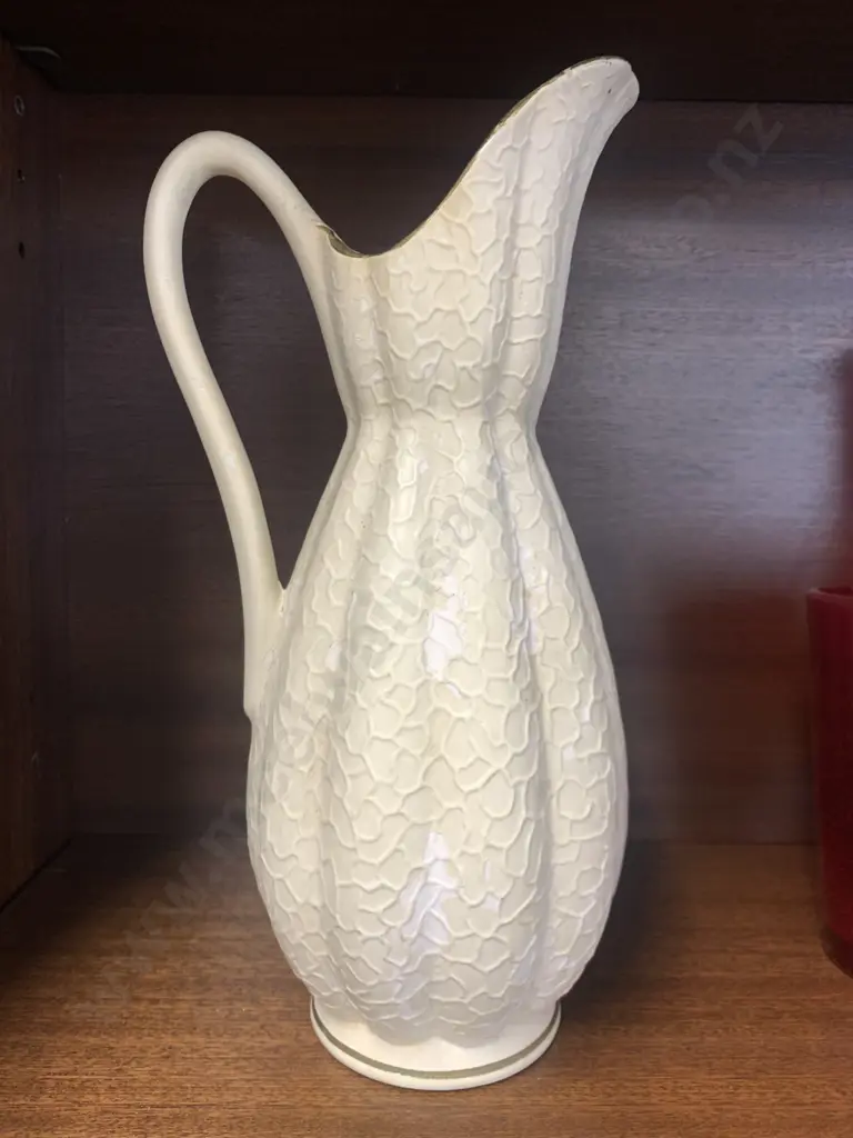 Art Deco Brentleigh Ware Jug, 'Claremont' Hand Painted Rose & Crackle Effect With Gilded Trim, H31cm Image 1++
