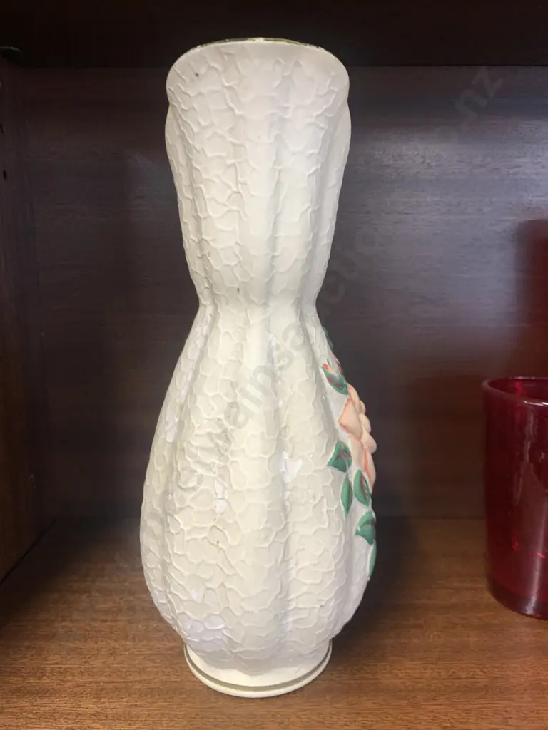 Art Deco Brentleigh Ware Jug, 'Claremont' Hand Painted Rose & Crackle Effect With Gilded Trim, H31cm Image 1++