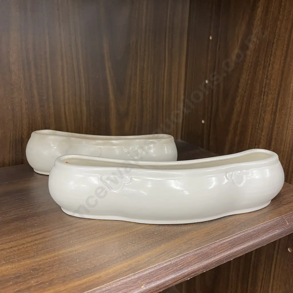 Two Beswick Cream Ware Trough Vases Image 1++